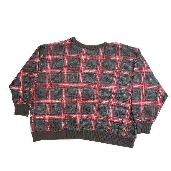 Torrid Faux Wrap Women 4X Red Plaid Casual Cozy Vintage Inspired Ribbed Cuffs - Picture 6 of 7